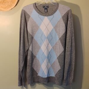 Dockers Gray and Blue Argyle Crewneck Sweater